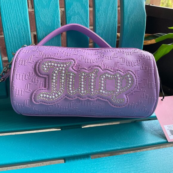 Juicy Couture Handbags - Juicy Couture, Bling, Barrel Roll Shoulder Bag, Purple.
